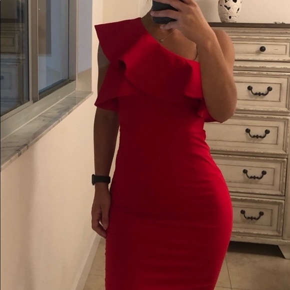 Zara Red Midi Dress - Picture 2 of 3
